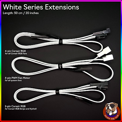 #ad White Series Extension Cables Corsair RGB and PWM $11.99