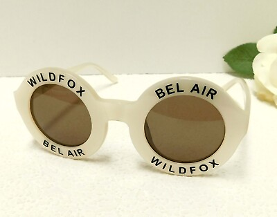 #ad WILDFOX BEL AIR PEARL WHITE ROUND SUNGLASS WITH SOLID BROWN TINTED LENS $125.00