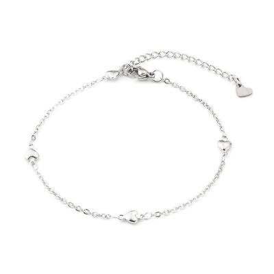 #ad Tiny Three Hearts Wedding Chain Bracelet For Women#x27;s In 10K White Gold $470.00
