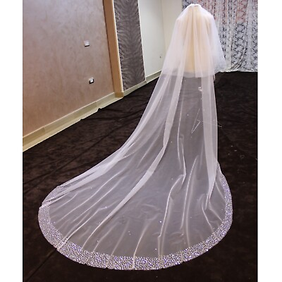 #ad Bridal blusher veil Beaded crystals beads rhinestones $107.00