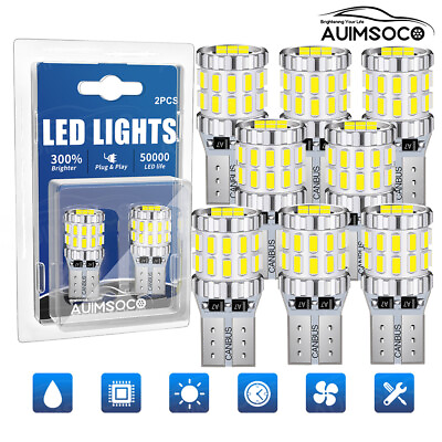 #ad AUIMSOCO T10 LED License Plate Light Bulbs Super Bright White 168 2825 194 10Pcs $66.65