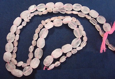 #ad Rose quartz hand cut oval shaped bead strand 15quot; 30 beads jewelry beads bs110 $3.95