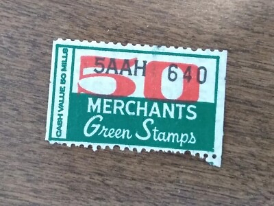 #ad vintage Green Stamps Merchants 50 Mills single $9.00
