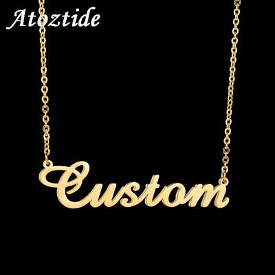 #ad Customize Fashion Stainless Steel Name Necklace Personalized Letter Pendant Gift $12.90