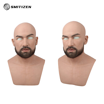 #ad SMITIZEN Silicone Realistic Male Michael Mask with Black Beard Cosplay Fetish $355.12
