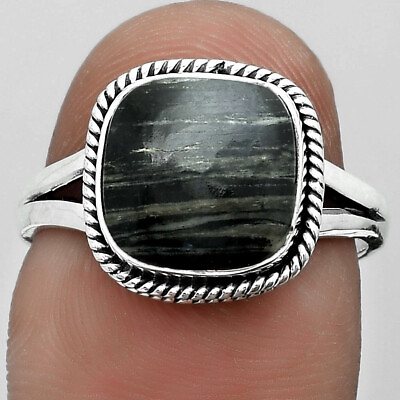 #ad Natural Silver Leaf Obsidian 925 Sterling Silver Ring s.7 Jewelry R 1010 $12.49