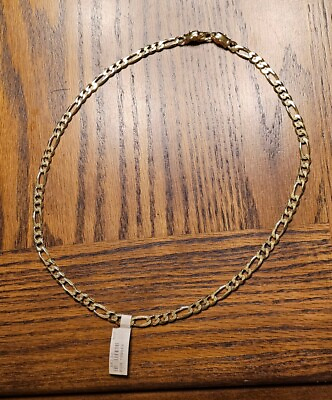 #ad NWT Unique Gold Vermeil Sterling Silver Figaro Necklace 41g 24 in 7.3mm $80.00