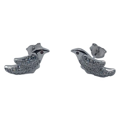 #ad Sterling Silver Robin Garnet￼ Cubic Zirconium Studded Earrings $50.00