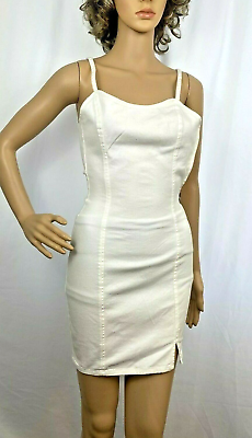 #ad Women#x27;s Divided by Hamp;M White Denim Bodycon Dress Size XS $19.45