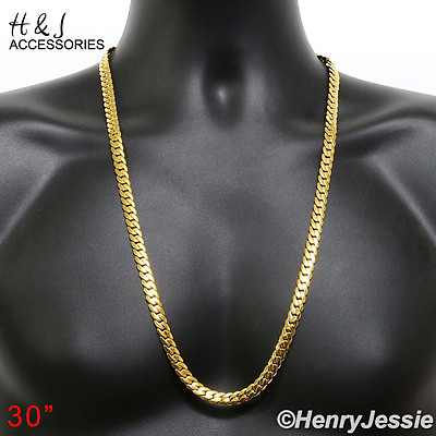 #ad 30quot;MEN Stainless Steel 8mm Gold Plated Miami Cuban Curb Link Chain Necklace $22.99