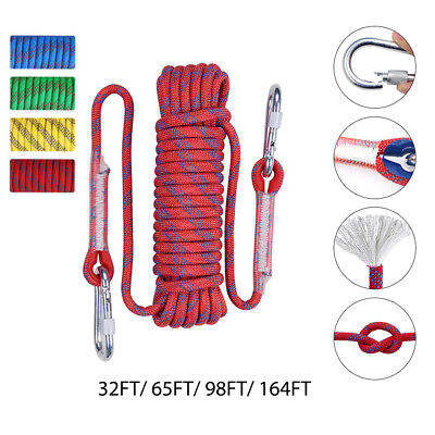 #ad 3300lb Climbing Rope Outdoor Static Rock Hiking Tree Climbing Escape Rescue Cord $16.49