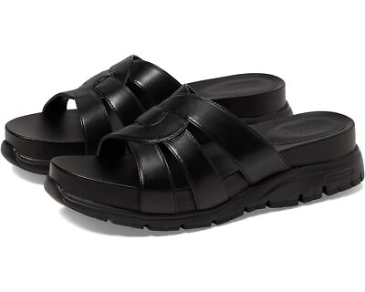 #ad Cole Haan Zerogrand Slotted Slide Black Black Open Toe Slip On Flat Sandals $45.60