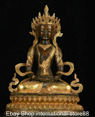 #ad 18quot; Old Tibetan Copper Gilt Buddhism Amitayus longevity Goddess Sculpture $913.92