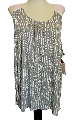 #ad SECRET TREASURES MIX AND MATCH Stretchy Gray Abstract Rayon Knit Tank Sz 2X* $15.00