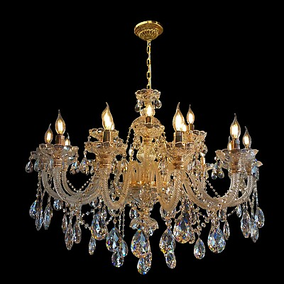#ad Crystal Chandelier 40quot; W Vintage Dimmable Pendant Chandelier Gold Lighting $950.00