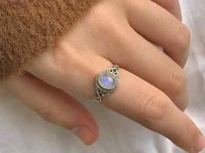 #ad Moonstone Ring Women Ring Dainty Ring Natural Moonstone Handmade Ring 925 $7.79