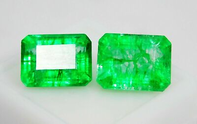 #ad Natural Enhanced Certified Emerald 15 Ct Earring#x27;s Pair Zambian Loose Gem $24.02