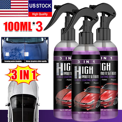 #ad 3X 3 in 1 High Protection Quick Car Coat Ceramic Coating Spray Hydrophobic 100ml $17.95