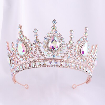 #ad Crystal Tiara Crown Wedding Bridal Queen Princess For Women Adjustable XL $59.99