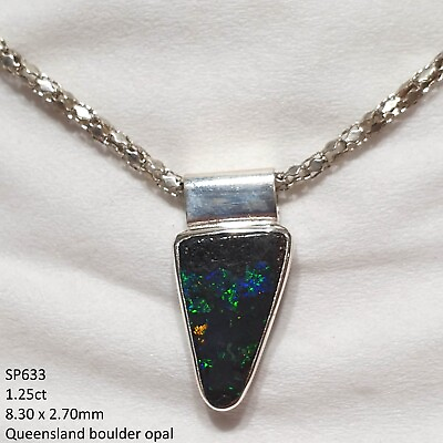 #ad Opal Pendant Necklace Locket Natural 925 Sterling Silver Australia Jewelry 13FeD $95.00