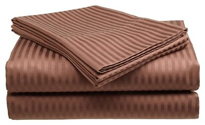 #ad #ad King Size Coffee 400 Thread Count 100% Cotton Sateen Dobby Stripe Sheet Set $24.99