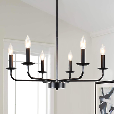 #ad #ad 6 Light Black Chandelier for Dining Room Farmhouse Chandelier Lighting Fixture $91.99