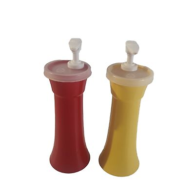 #ad Vintage Tupperware Pump Dispensers For Ketchup Mustard Large Containers 7.5quot; $10.99