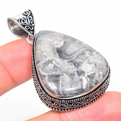 #ad Brecciated Gray Mookaite Gemstone Handmade Ethnic Jewelry Pendant 2.09quot; PP 28 $5.99