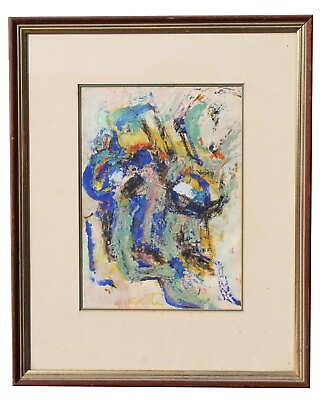 #ad Thomas Koether NY FL b. 1940 quot;Female Headquot; Oil On Paper Framed Behind Glass $757.99