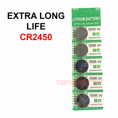 #ad 5 PACK Super Fresh Long CR2450 ECR 2450 3v LITHIUM Coin Cell Battery Exp. 2029 $3.89
