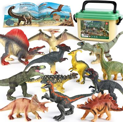 #ad 12 Dinosaur Toy Set Realistic Figures With Book Large Toys Boys Toddler Kid Gift $24.27
