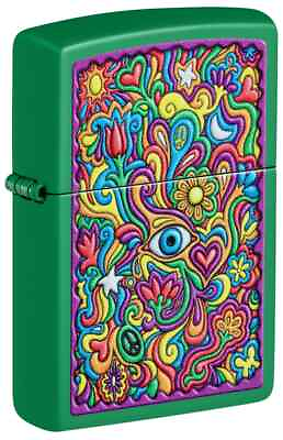 #ad Zippo 48957 Abstract Trippy Design Grass Green Finish Lighter NEW $27.16