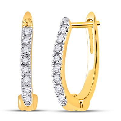 #ad 10k Yellow Gold Prong set Diamond Single Row Hoop Earrings 1 12 $169.99