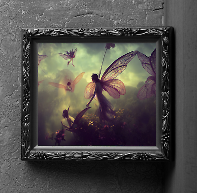 #ad Fairy Dwelling Art Print Wall Hanging Picture Photo Magic Fairies Flying Decor $7.99
