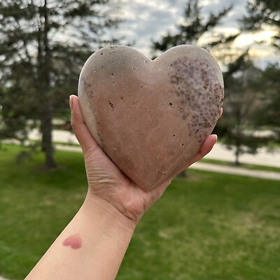 #ad Large Pink Amethyst Heart Healing Crystal $120.00