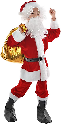 #ad Child Santa Suit 9Pc Deluxe Plush Christmas Children’S Santa Claus Kids Hallo... $50.99