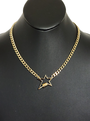 #ad Gold Plated Star Pendant Necklace With Cuban Chain Fashion Jewelry For Women $12.99