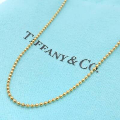 #ad Rare Tiffany Co. Tiffany Yellow Gold Bead Chain Necklace 750 K18 40cm HJ32 $672.68