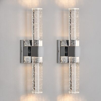 #ad Wall Sconces Set of Two Crystal Sconces Wall Lighting 14W Dimmable LED Bath... $271.59