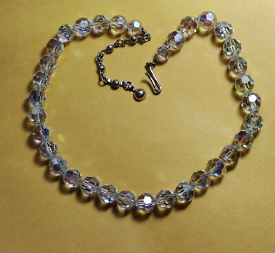 #ad vintage AB aurora borealis Estate necklace 14quot; 16quot; $18.00