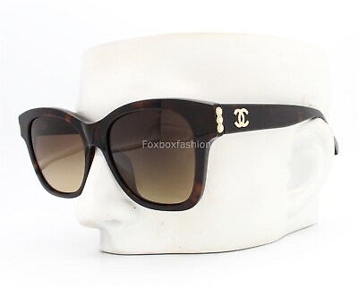 #ad Chanel 5482H 714 S9 Sunglasses Brown Tortoise w Glass Pearls Gold CC Logo $245.00