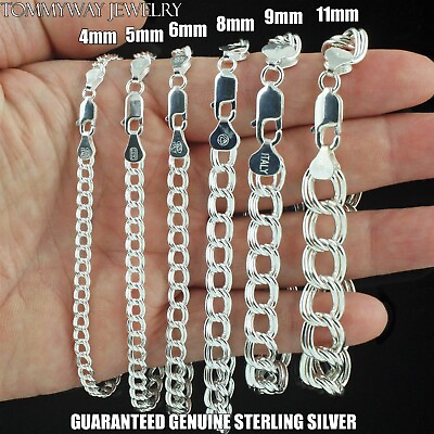 #ad Guaranteed 925 Sterling Silver Charm Bracelet Double Link All Widths amp; Lengths $11.99