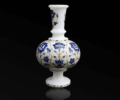 #ad 11quot; Marble Vase Flower Pot Inlay Work Pietra Dura Beautiful Lapis Lazuli h5 $667.00