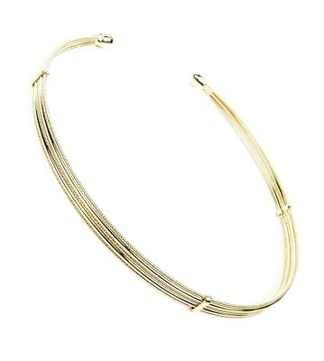 #ad CHIC Modern Artisanal Thin Textured Wires Gold Metal Collar Choker Necklace N371 $17.59