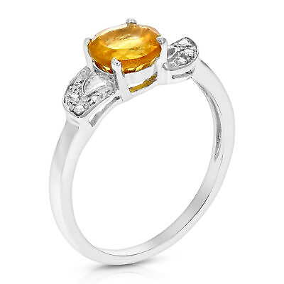 #ad 3 4 ct Citrine Ring for Women in 925 Sterling Silver with Rhodium Round November $39.99