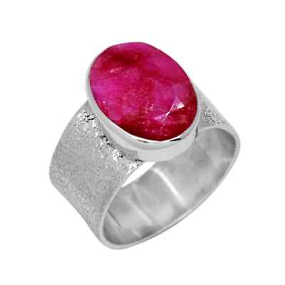 #ad Handmade Solid 925 Silver Indian Ruby Gemstone Designer Beautiful Ring SA 1548 $11.30