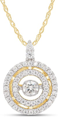 #ad Moissanite Floating Diamond Circle Necklaces 18K YG Plated Silver Chain Pendant $169.10