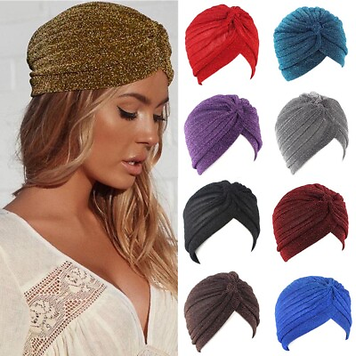 #ad Women Stretch Turban Hat Chemo Cap Hair Loss Flower Head Scarf Muslim Wrap Hat * $4.22