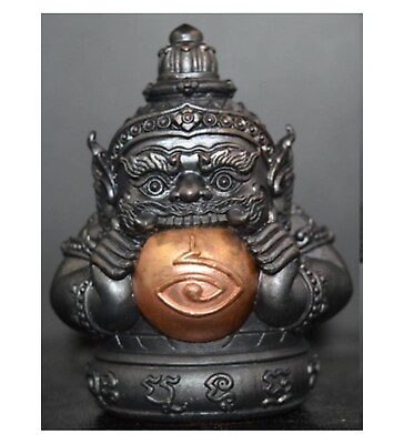 #ad Amulet Phra Rahu Black Statue Giant Thai Magic Occult Fortune Money Ajan Subin $119.00
