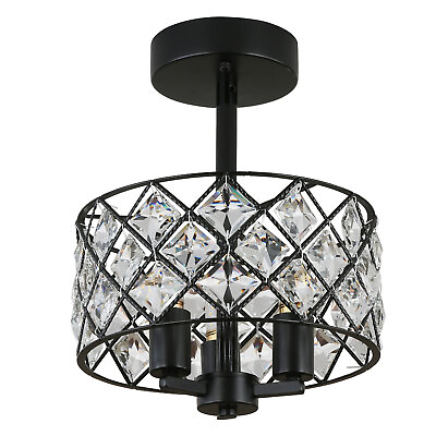 30cm Black Crystal Chandelier Pendant Lamp Modern Ceiling Light Lighting Fixture $89.90